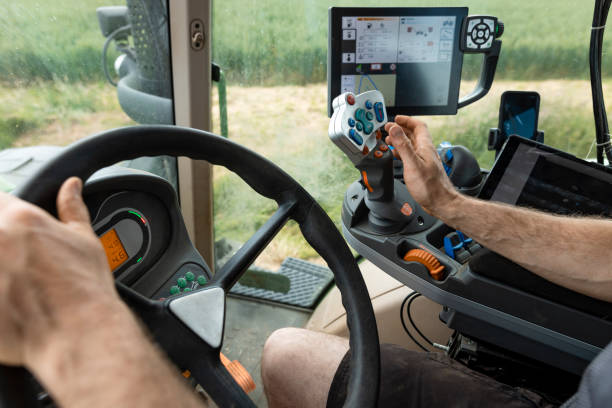 inside tractor being driven